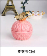 Jewelry Storage Box Organizer for Women Pink Ceramic Dustproof Cover Home Deco Desktop Organization Jewelery Storage Case
